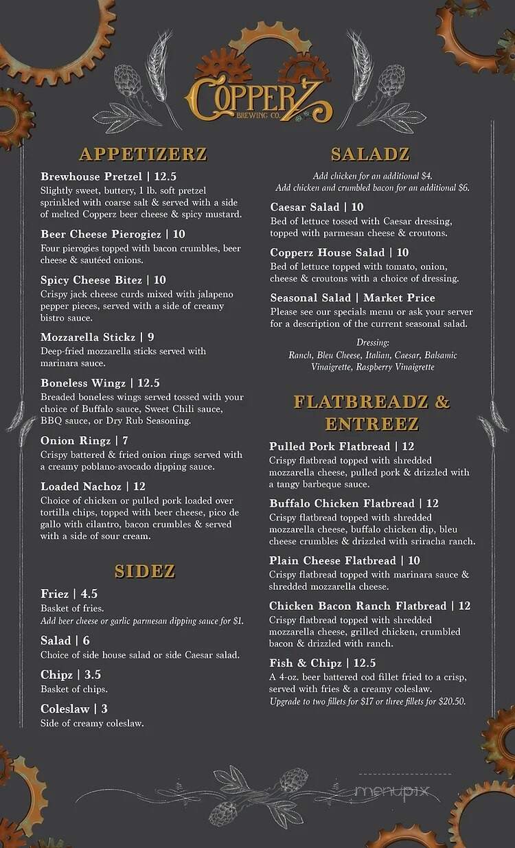 Copperz Brewing - Hamburg, PA menu_pic