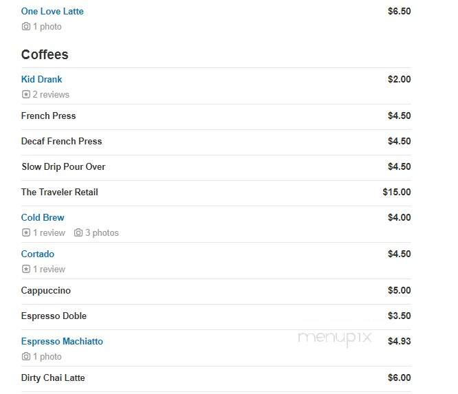 Homage Coffee House - Glendale, AZ menu_pic
