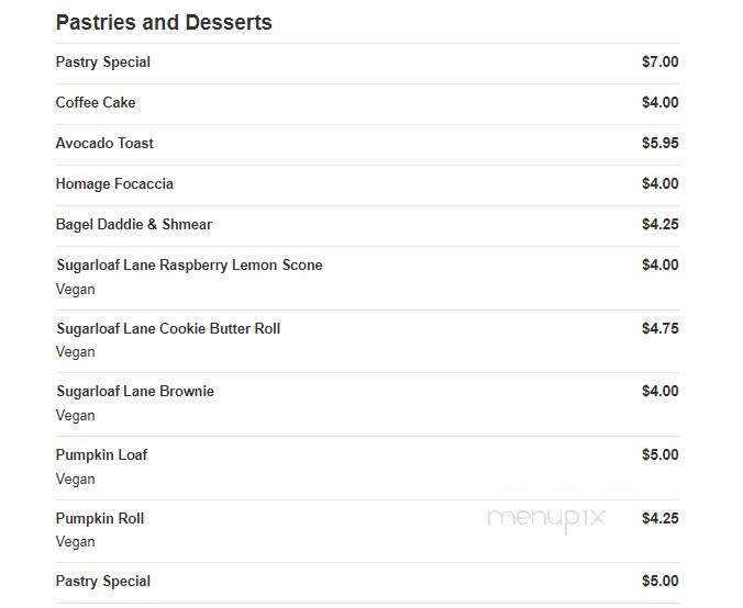 Homage Coffee House - Glendale, AZ menu_pic