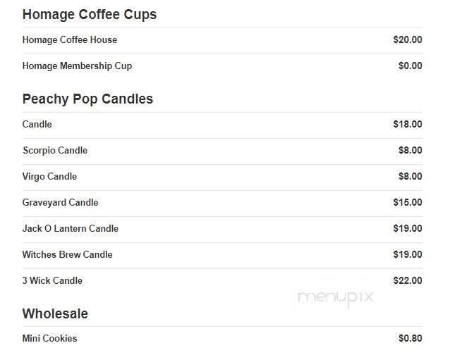 Homage Coffee House - Glendale, AZ menu_pic