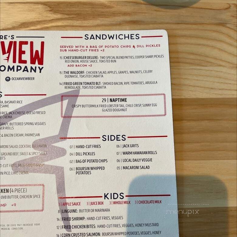 Ocean View Brewery - Ocean View, DE menu_pic