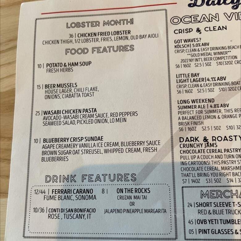 Ocean View Brewery - Ocean View, DE menu_pic