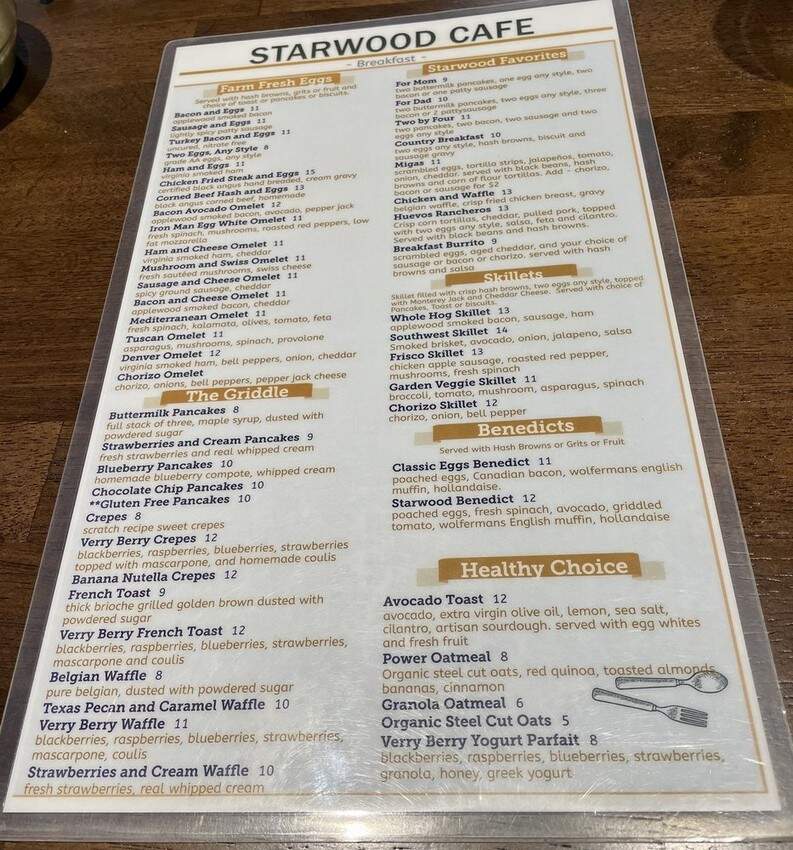 Starwood Cafe - Dallas, TX menu_pic