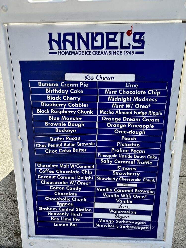 Handel's Homemade Ice Cream - Vista, CA menu_pic
