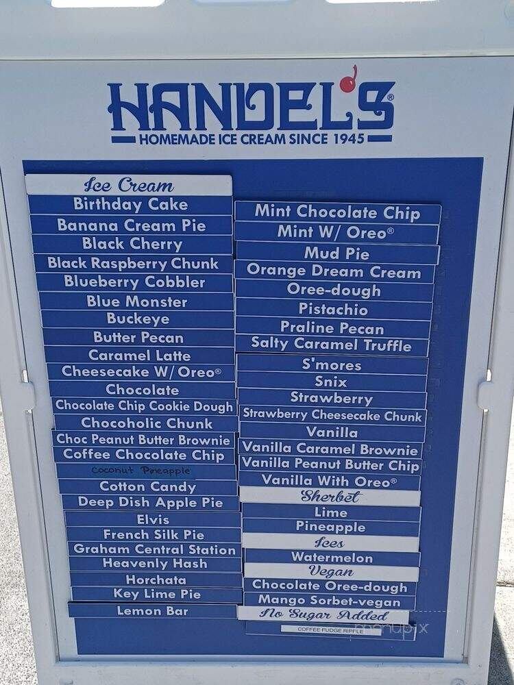 Handel's Homemade Ice Cream - Vista, CA menu_pic
