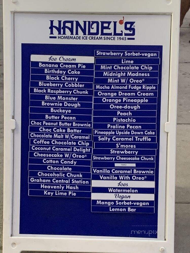 Handel's Homemade Ice Cream - Vista, CA menu_pic