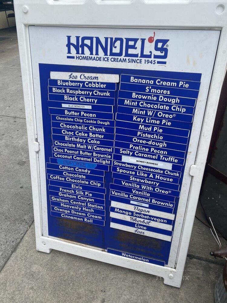Handel's Homemade Ice Cream - Vista, CA menu_pic
