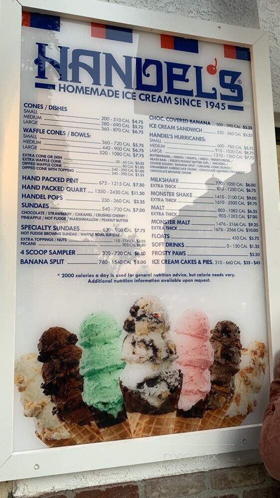 Handel's Homemade Ice Cream - Vista, CA menu_pic