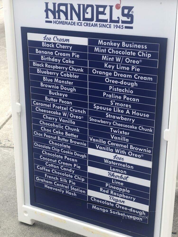 Handel's Homemade Ice Cream - Vista, CA menu_pic