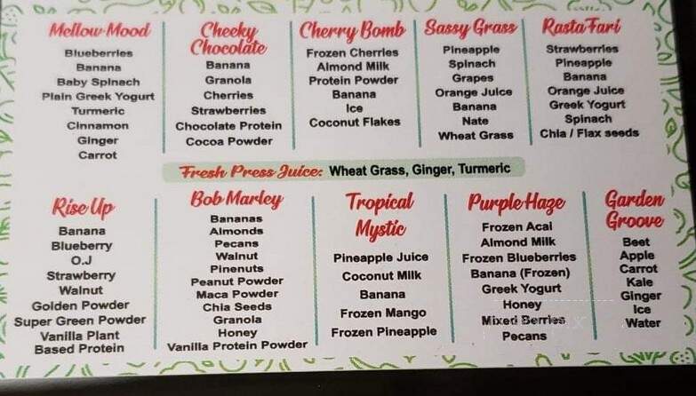 Sassy Grass Juice Bar - Las Cruces, NM menu_pic