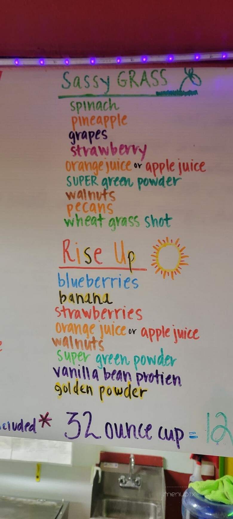 Sassy Grass Juice Bar - Las Cruces, NM menu_pic