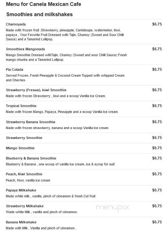 Canela Mexican Cafe - Cherry Hill, NJ menu_pic