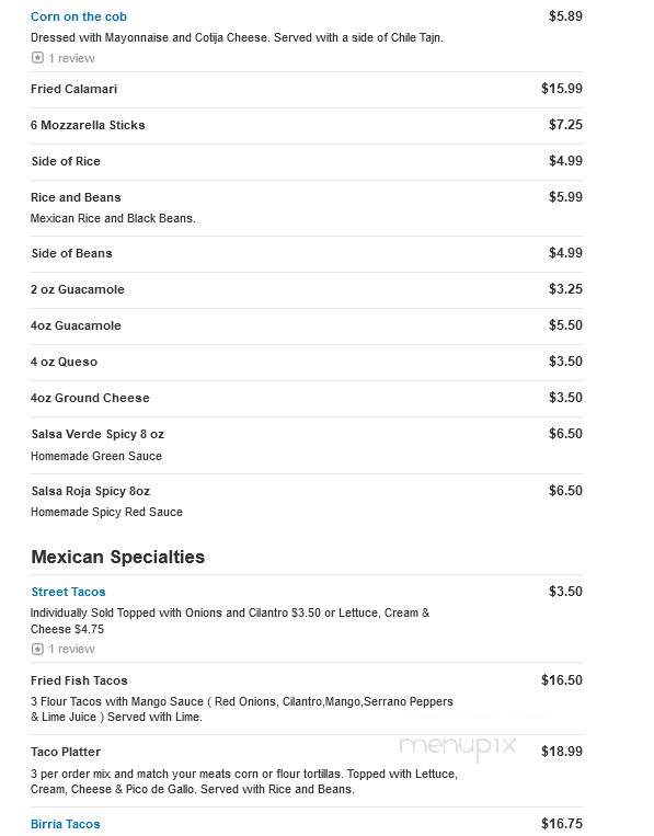 Canela Mexican Cafe - Cherry Hill, NJ menu_pic