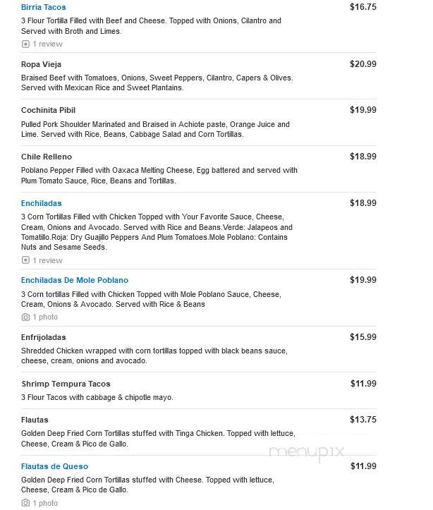 Canela Mexican Cafe - Cherry Hill, NJ menu_pic