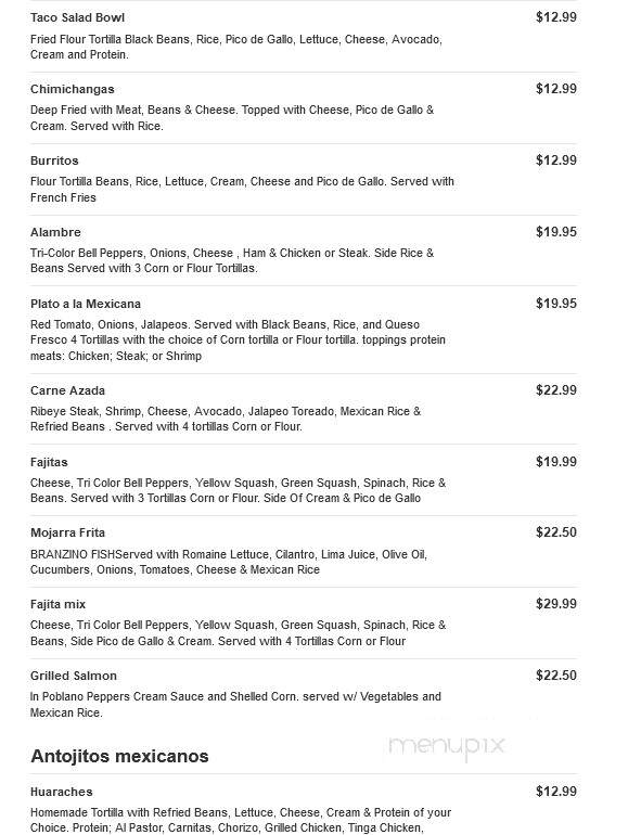 Canela Mexican Cafe - Cherry Hill, NJ menu_pic