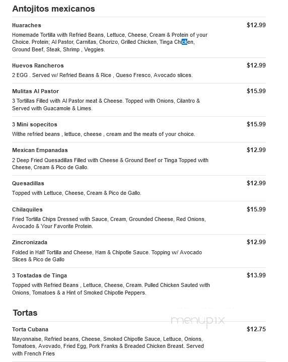 Canela Mexican Cafe - Cherry Hill, NJ menu_pic