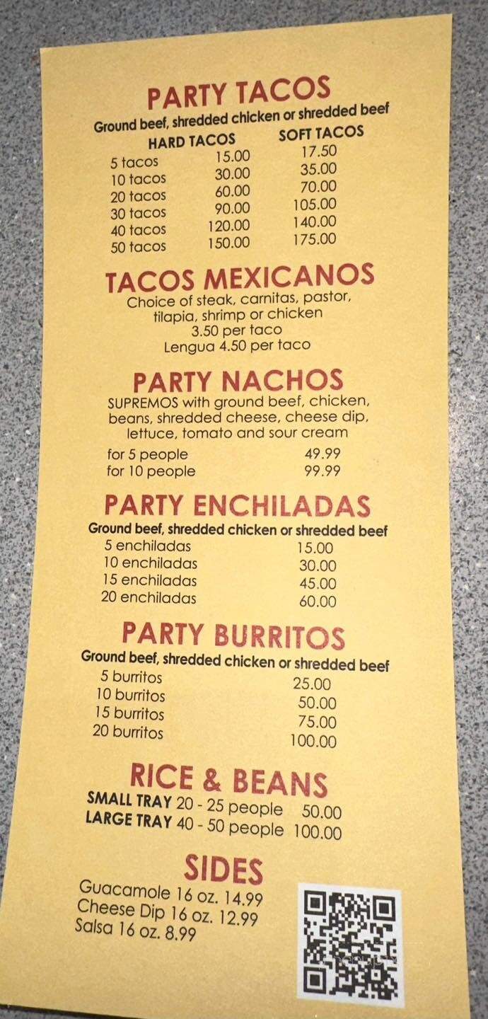 Apache Mexican Grill - Oxford, MI menu_pic