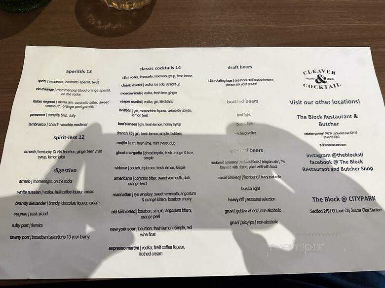 Cleaver & Cocktail - St. Louis, MO menu_pic
