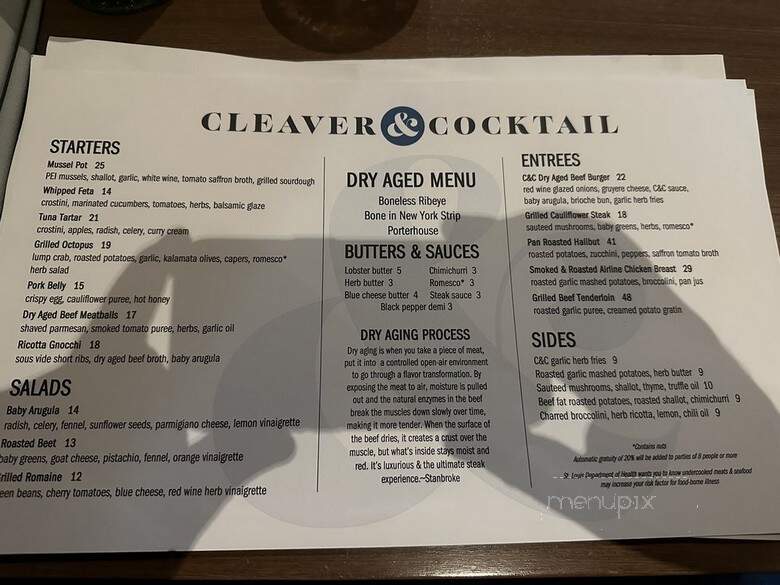 Cleaver & Cocktail - St. Louis, MO menu_pic