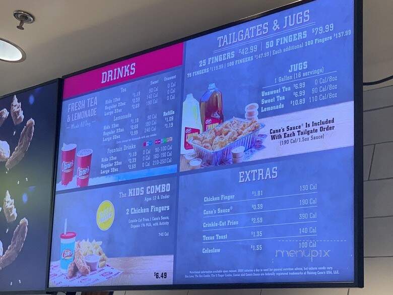 Raising Cane's Chicken Fingers - Vacaville, CA menu_pic