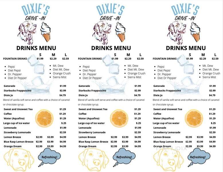 Dixie's Drive-In - Ansted, WV menu_pic