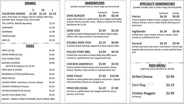 Dixie's Drive-In - Ansted, WV menu_pic