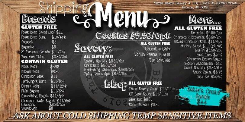 Three Bears Bakery & BBQ - Lenexa, KS menu_pic