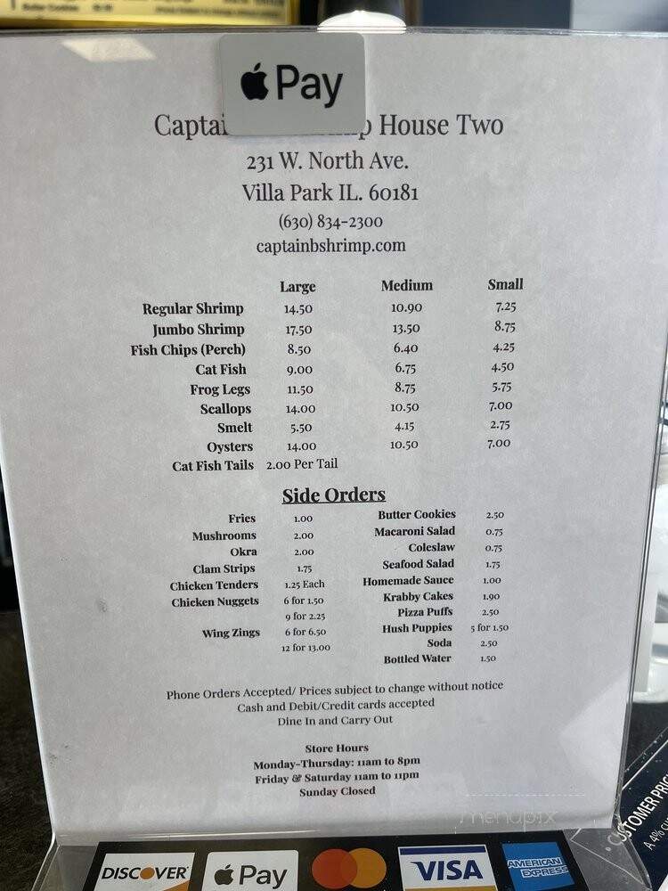 Captain B's Shrimp House - Villa Park, IL menu_pic