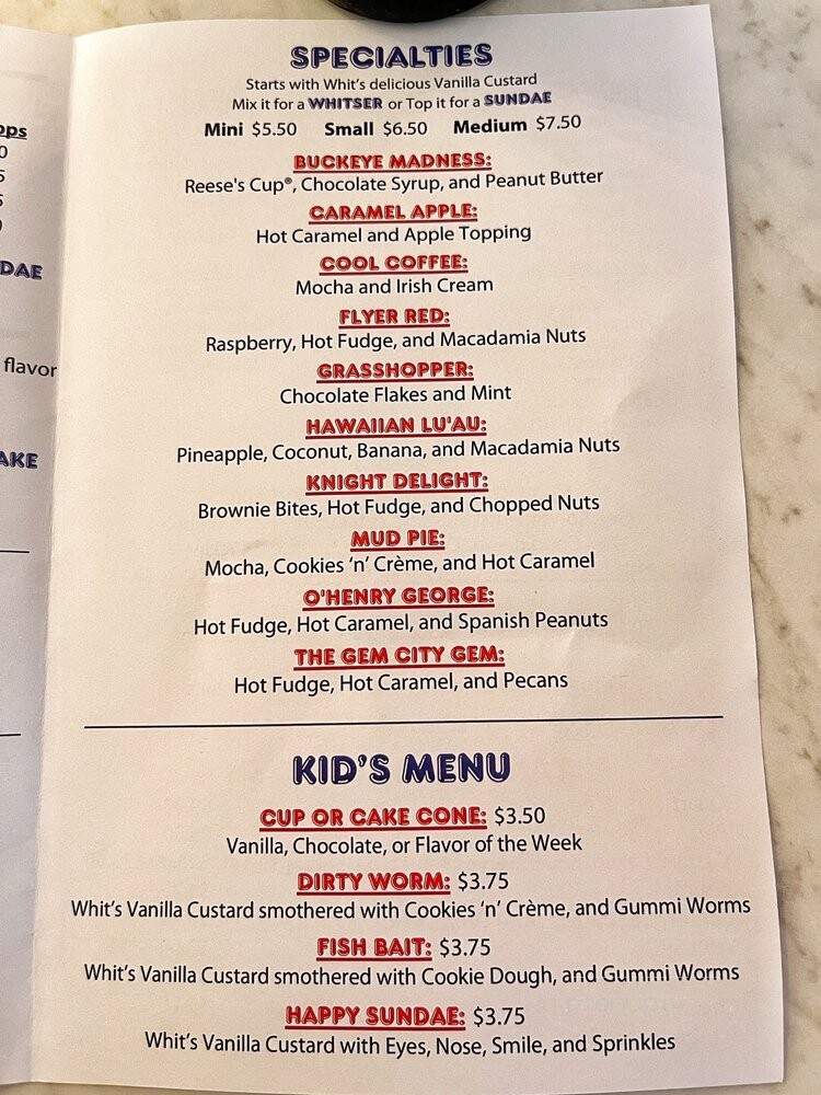 Whit's Frozen Custard of Centerville - Centerville, OH menu_pic