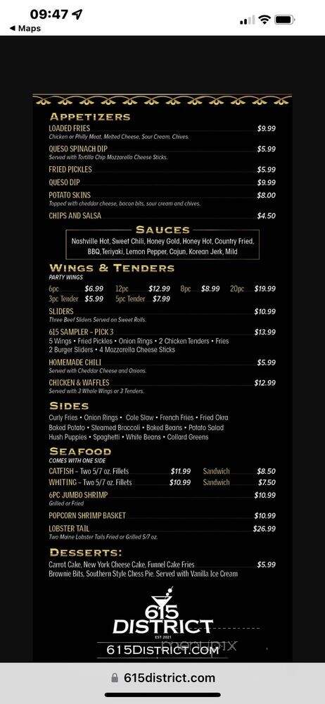 615 District - Murfreesboro, TN menu_pic