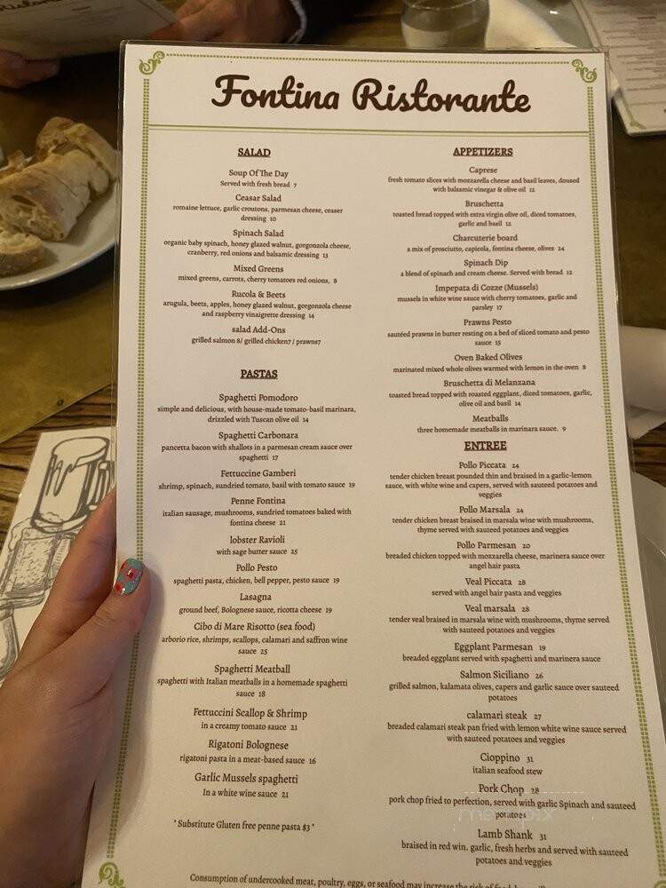 Fontina Ristorante - McKinney, TX menu_pic