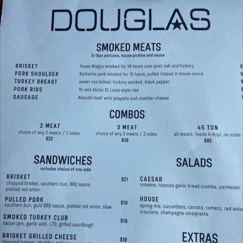Douglas Bar and Grill - Dallas, TX menu_pic