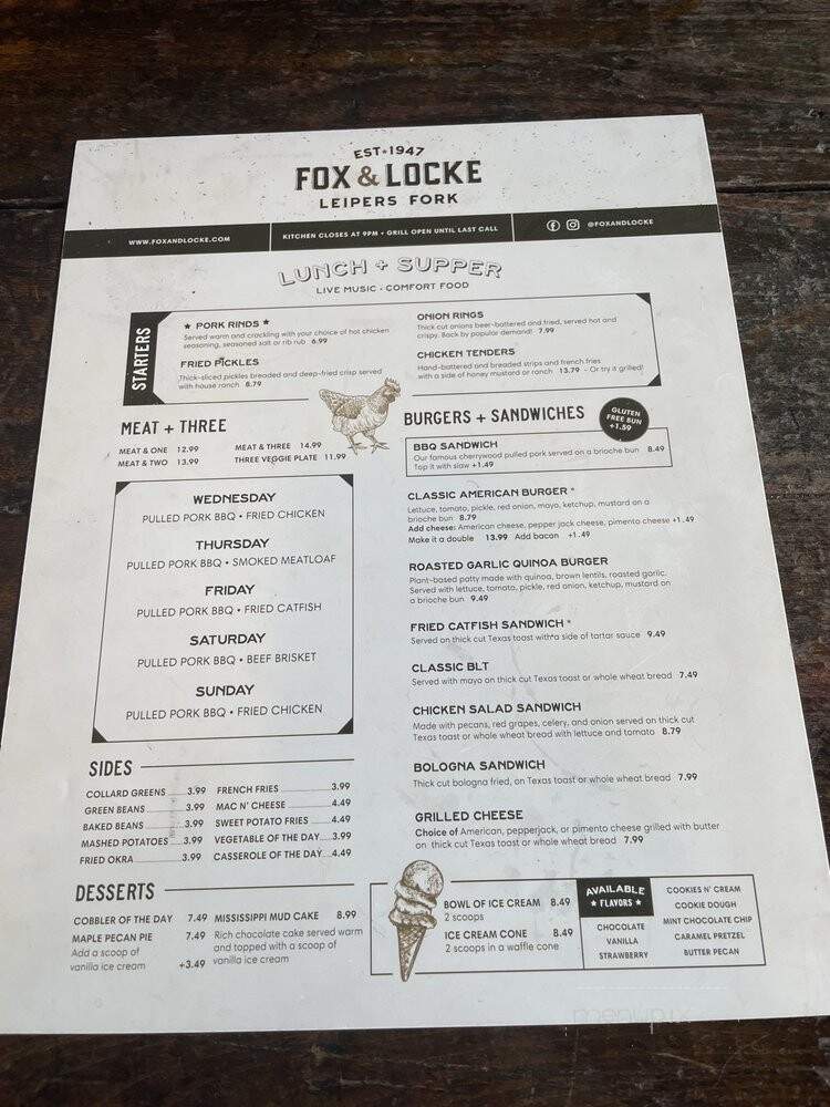 Fox & Locke - Franklin, TN menu_pic
