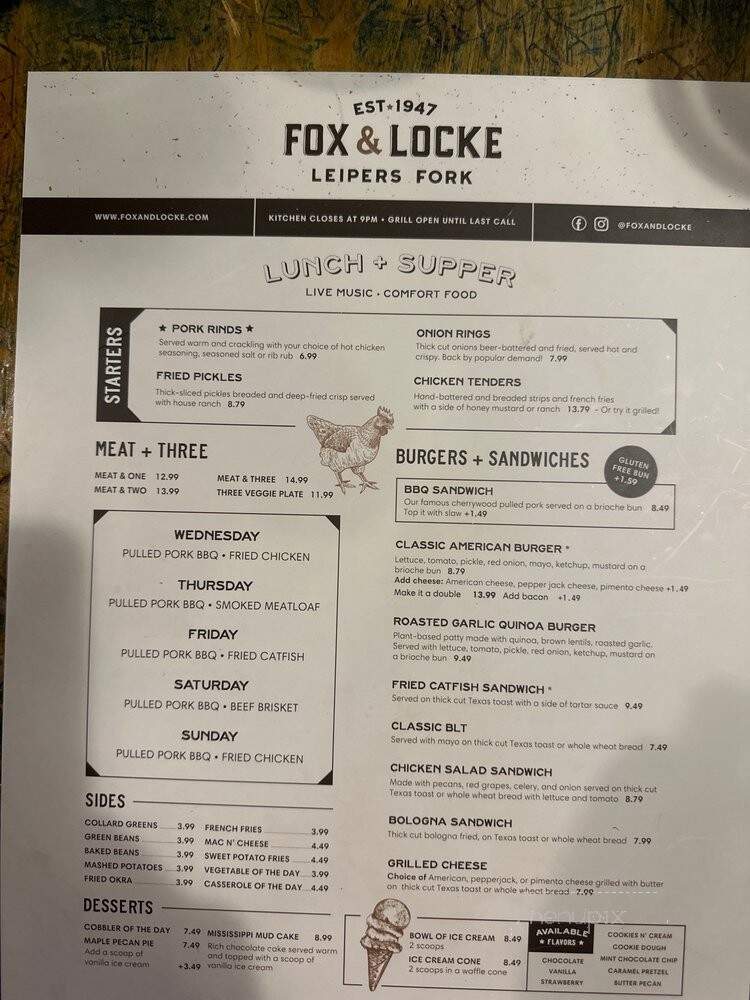 Fox & Locke - Franklin, TN menu_pic