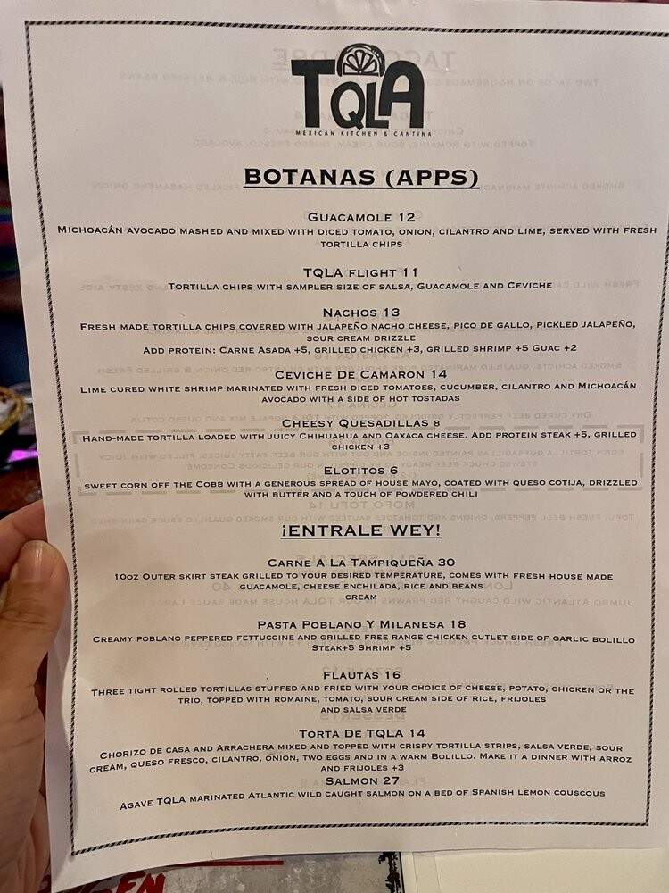 TQLA Mexican Kitchen & Cantina - Westmont, IL menu_pic