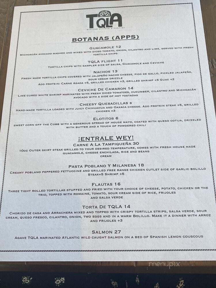 TQLA Mexican Kitchen & Cantina - Westmont, IL menu_pic