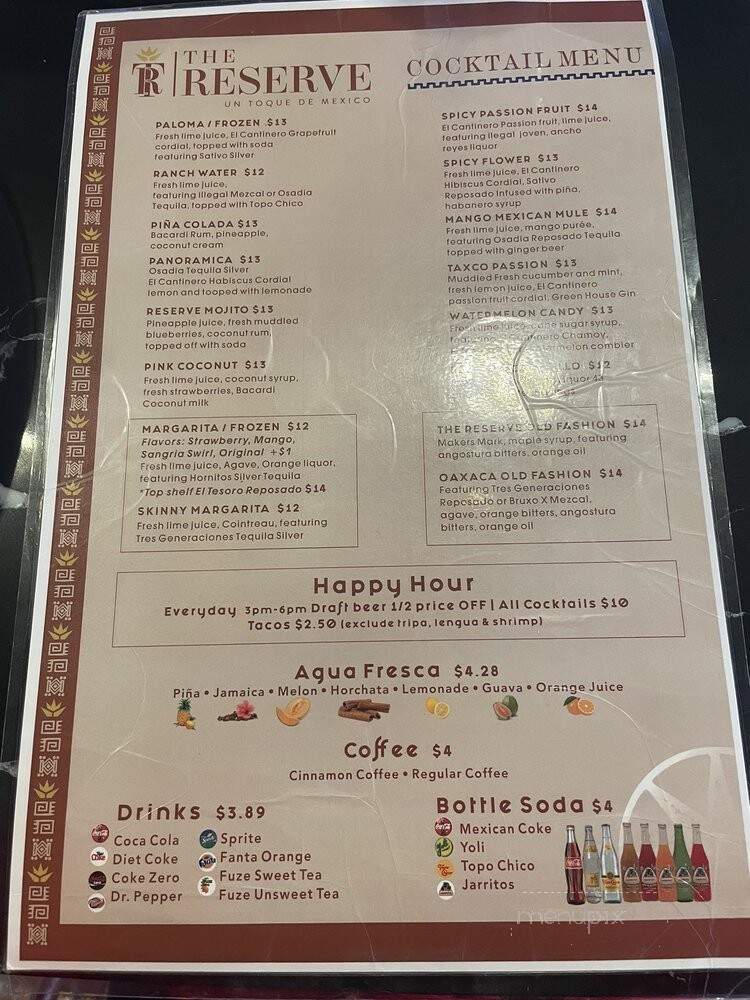 The Reserve - Irving, TX menu_pic