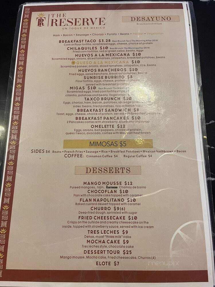 The Reserve - Irving, TX menu_pic