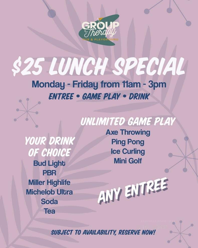 Group Therapy Pub & Playground - Greenville, SC menu_pic