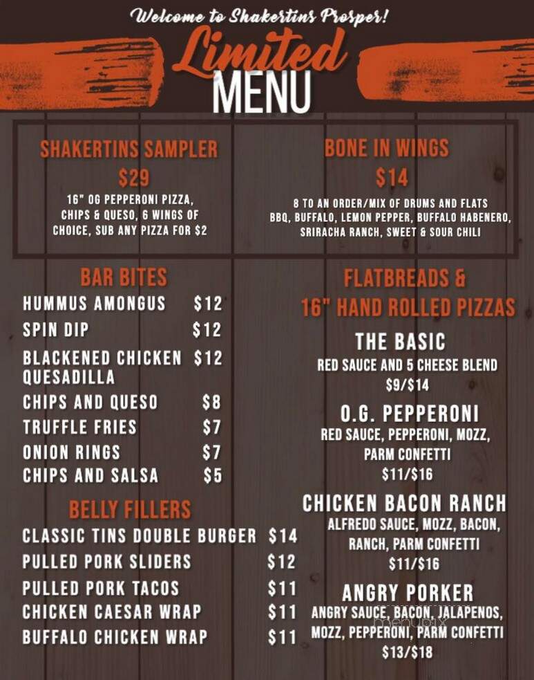Shakertins - Prosper, TX menu_pic