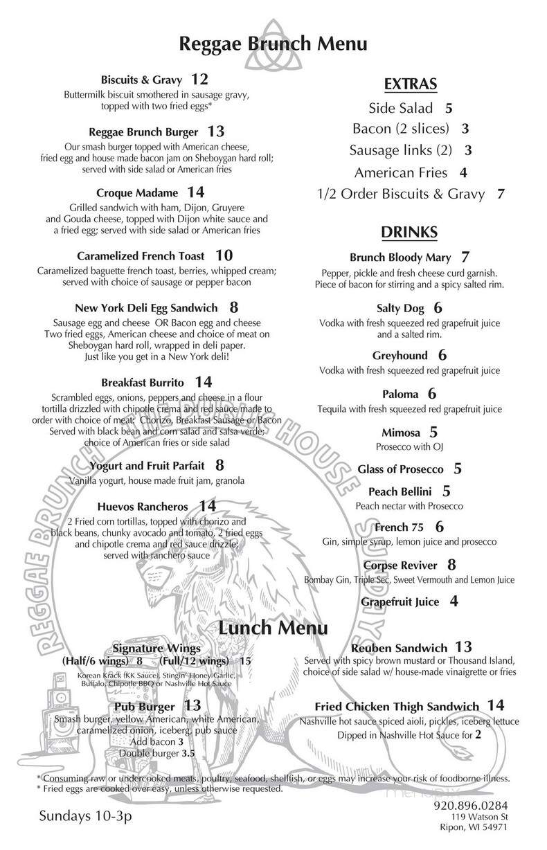 The Public House - Ripon, WI menu_pic
