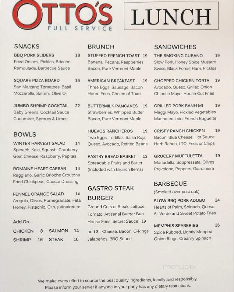 Otto's Full Service - Piermont, NY menu_pic
