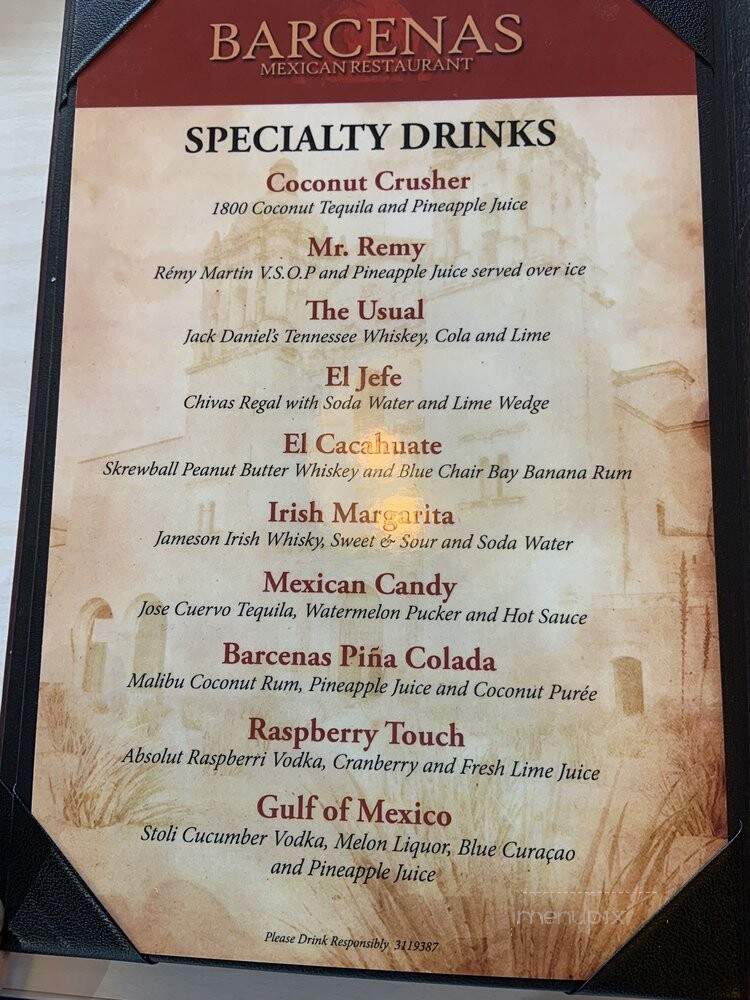 Barcenas Mexican Kitchen - League City, TX menu_pic