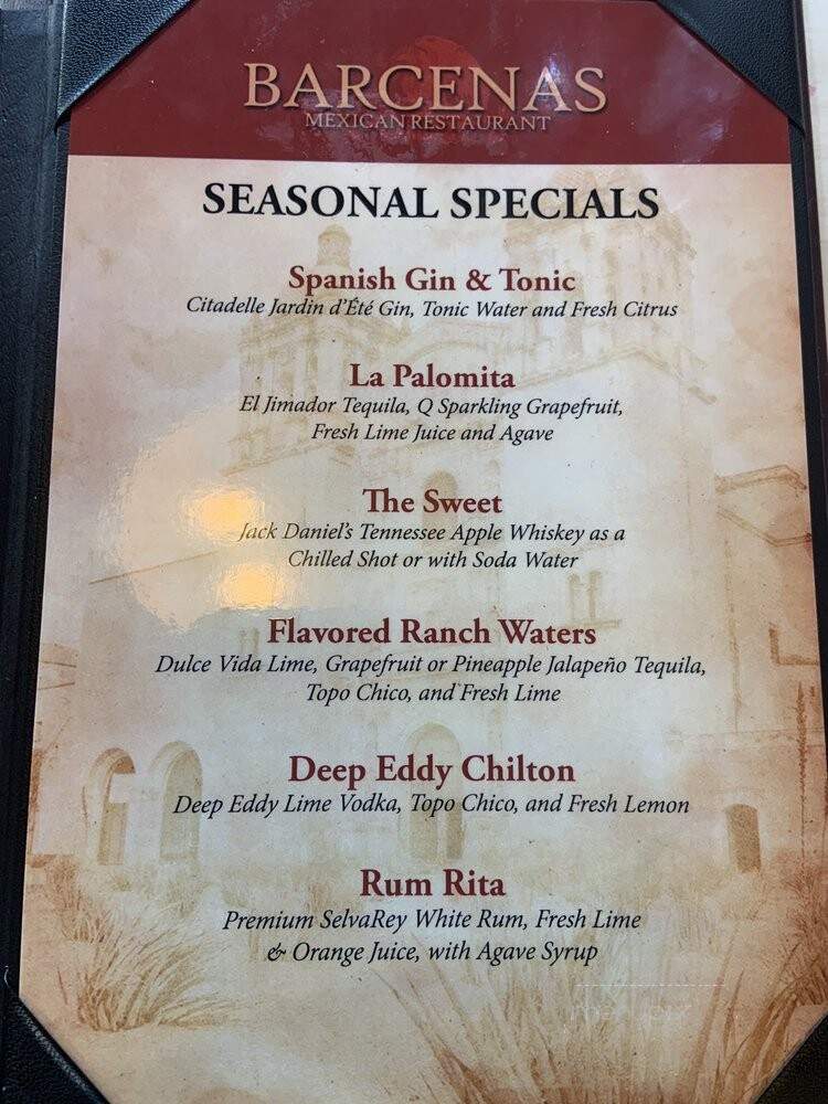 Barcenas Mexican Kitchen - League City, TX menu_pic