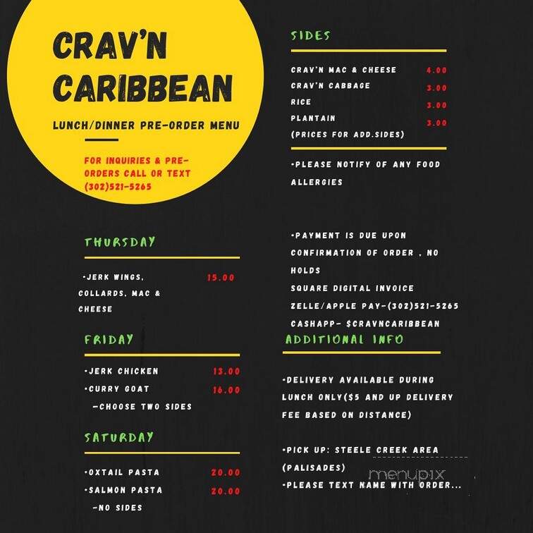Crav'n Caribbean - Charlotte, NC menu_pic