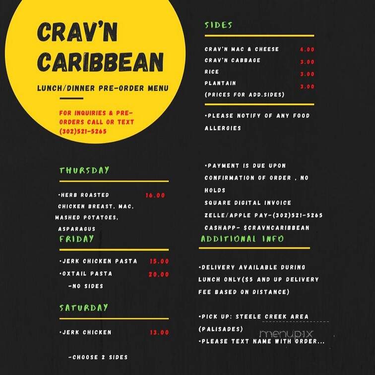 Crav'n Caribbean - Charlotte, NC menu_pic