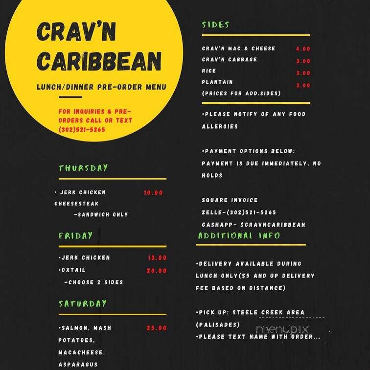 Crav'n Caribbean - Charlotte, NC menu_pic