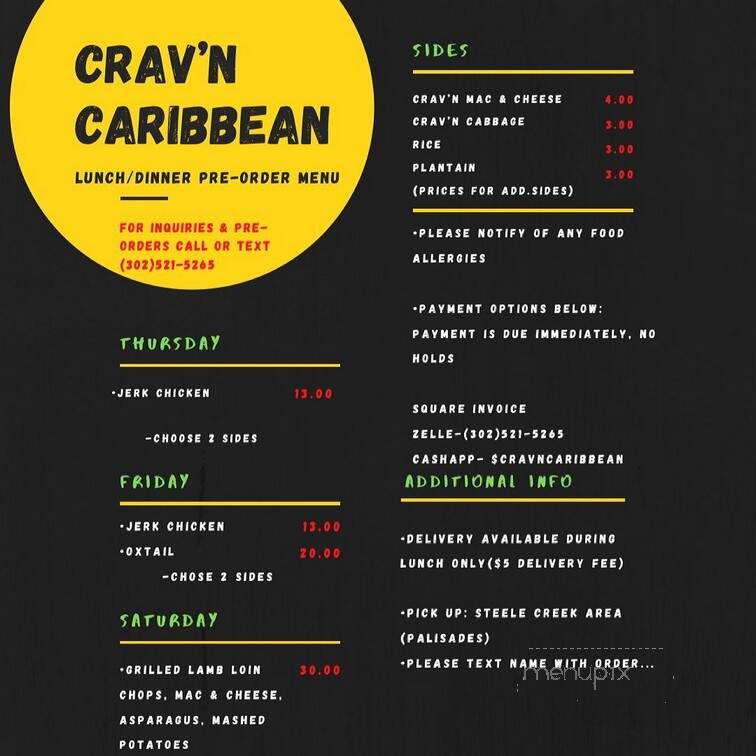 Crav'n Caribbean - Charlotte, NC menu_pic