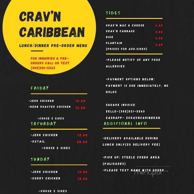 Crav'n Caribbean - Charlotte, NC menu_pic