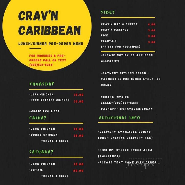 Crav'n Caribbean - Charlotte, NC menu_pic